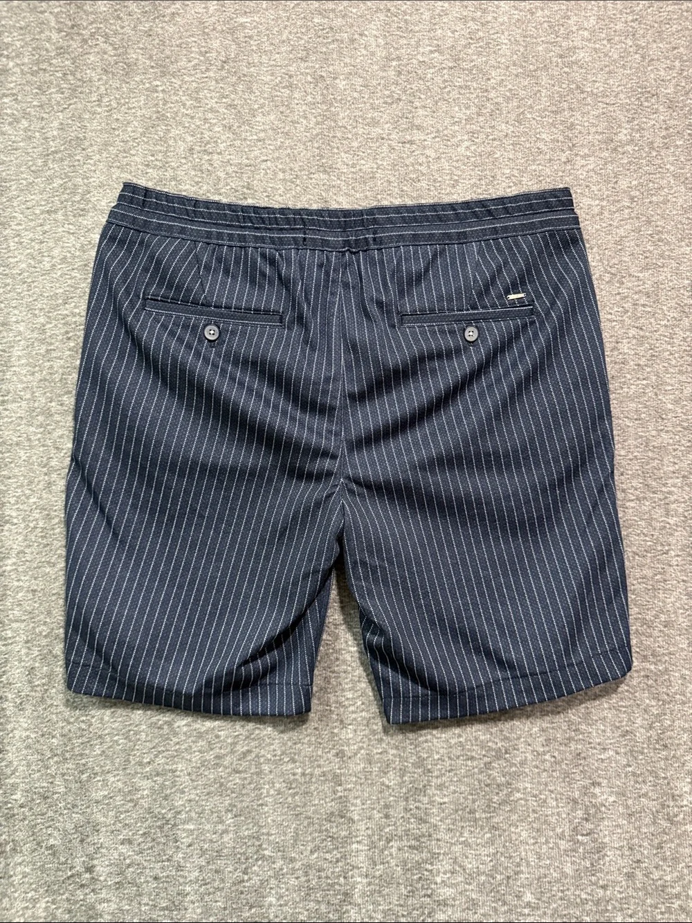 Zara Man‎ Mens Navy Blue Pinstripe Drawstring Shorts Size L Summer Casual NWT